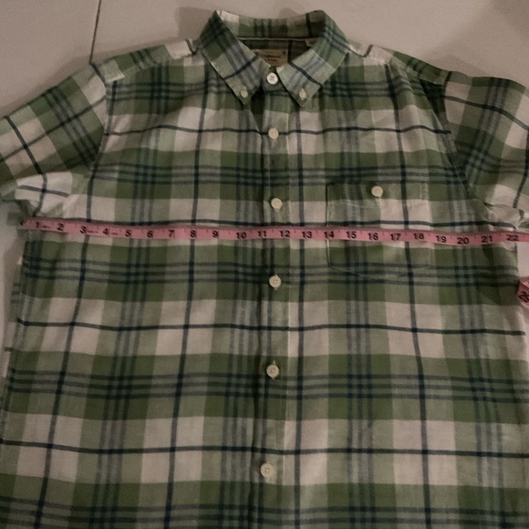 Weatherproof “Vintage” Shirt Short Sleeve Washable Linen Green Plaid Men’s Med - Picture 3 of 9